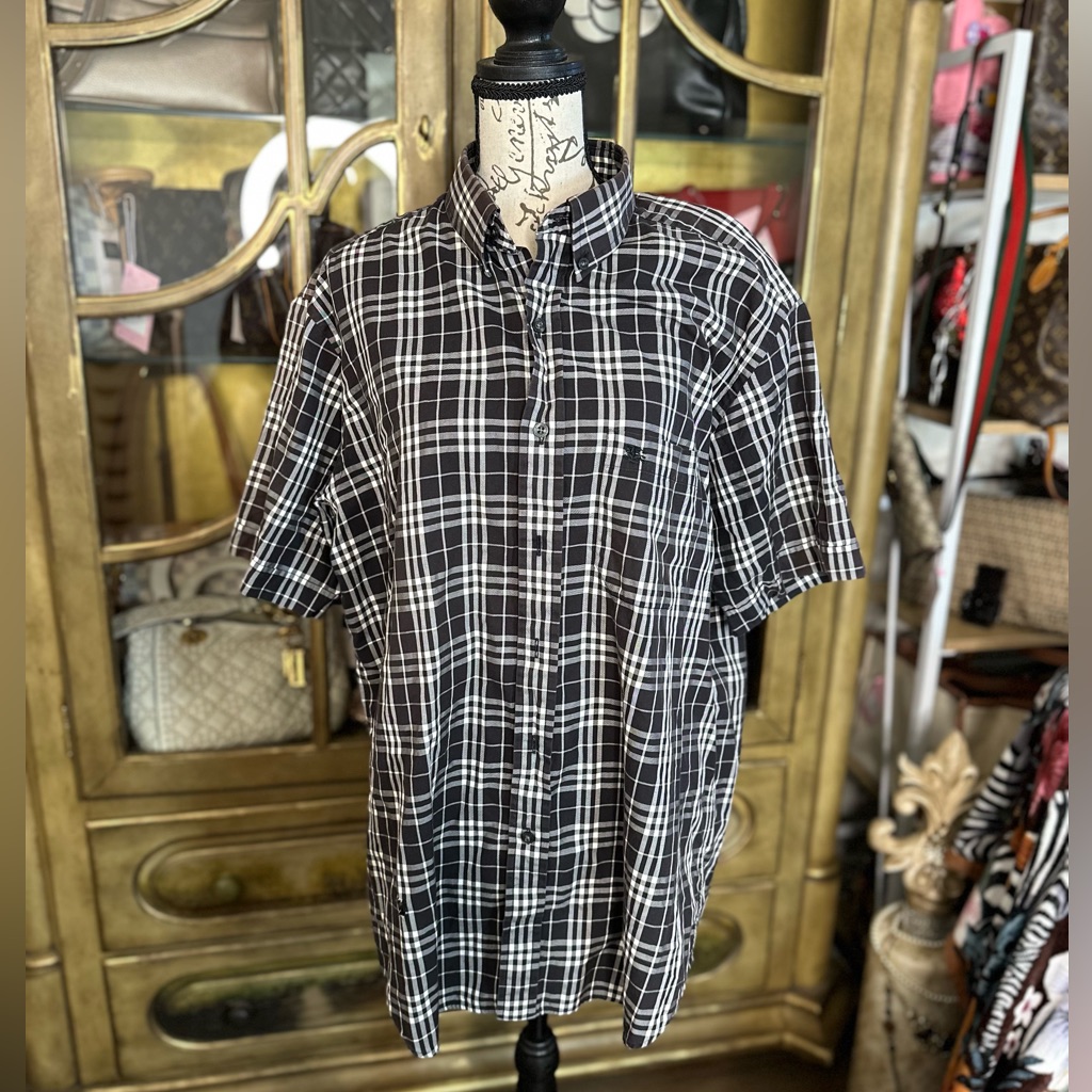 Burberry London Men’s Plaid Button Down Shirt | Size Large | 100% Cotton